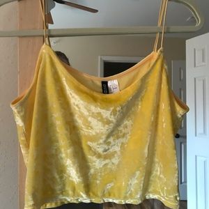 Yellow velvet crop top